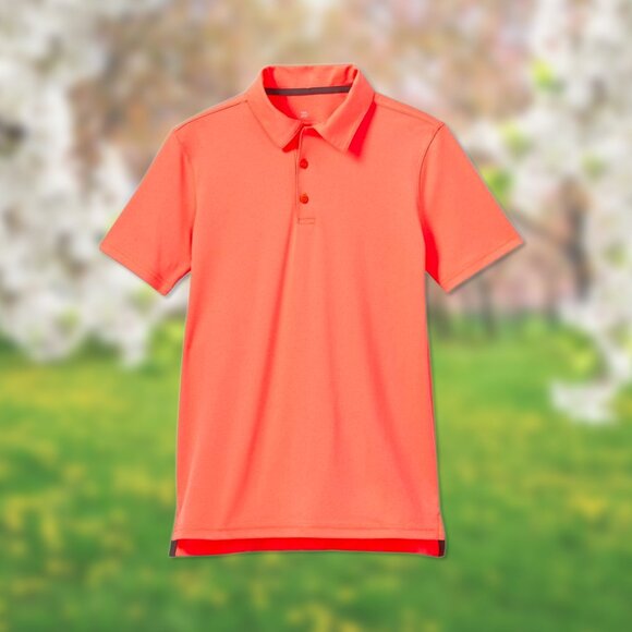 NWT Neon Coral Orange Golf Collar Polo Shirt - Boys Sizes XS (4/5), L (12/14) - Picture 3 of 4